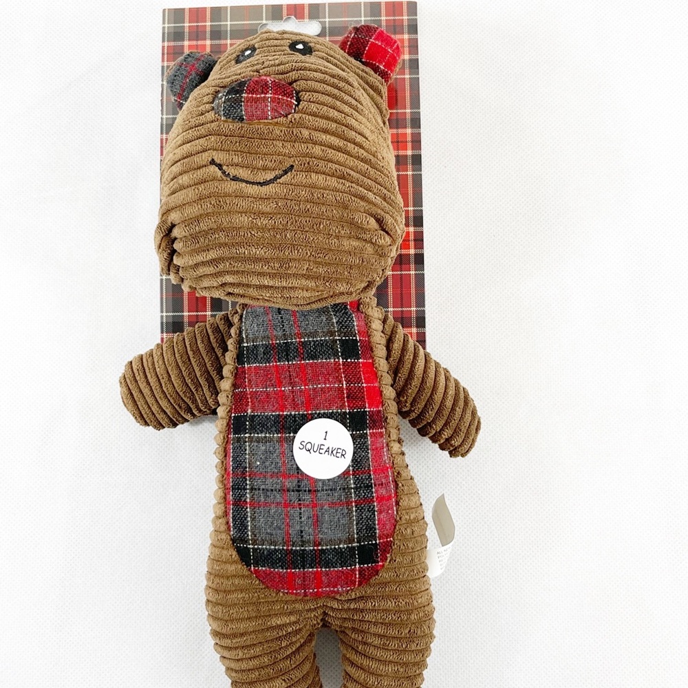 Dog Toy Brown Bear 13in With 1 Squeaker New